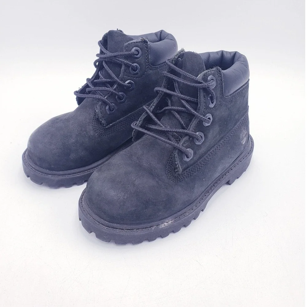 Timberland Premium 6-Inch Waterproof Boots Black Suede Toddler Size 7